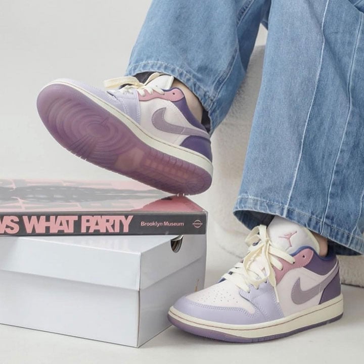 air Jordan 1 Low Pastel Purple on feet