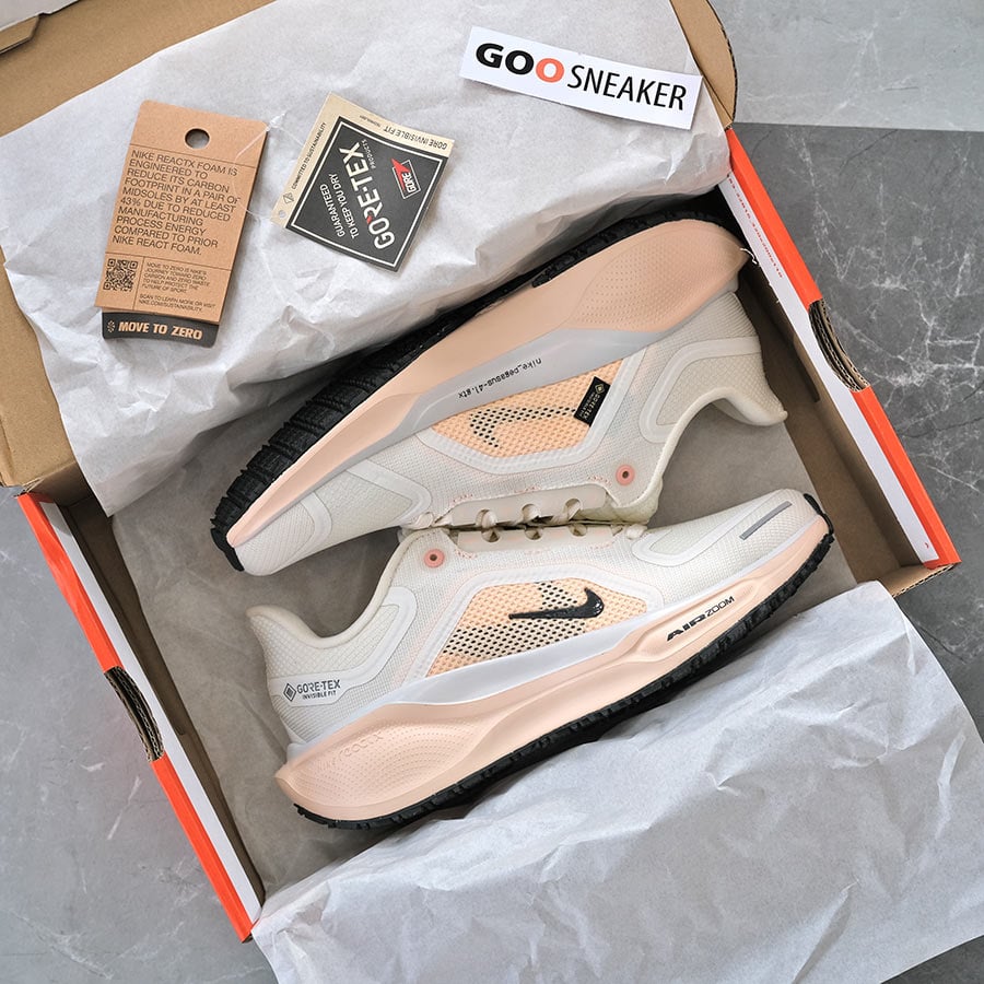 box giày Pegasus 41 Gore Tex Sail Guava đầy đủ phụ kiện