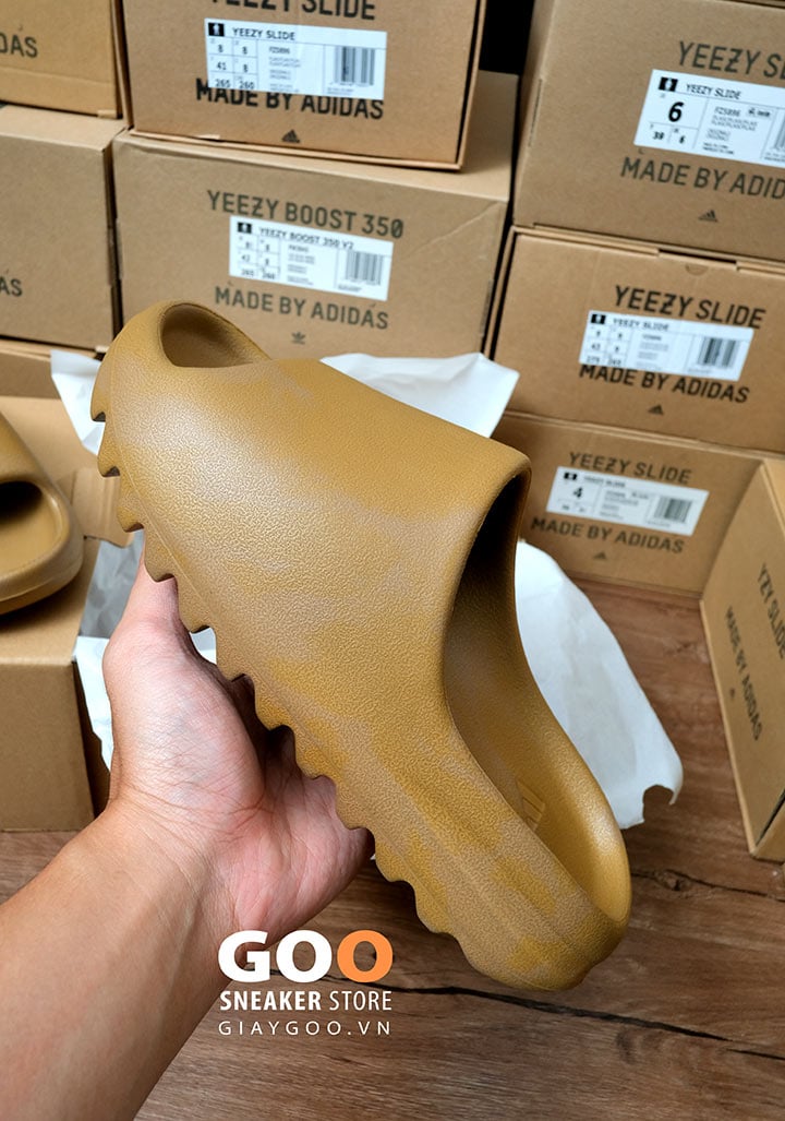 Dép yeezy Slide Ochre Like Auth rep 11 siêu cấp