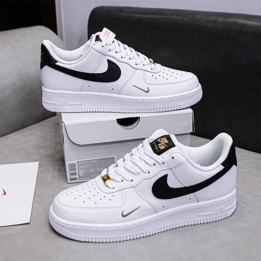 Giày Air Force 1 Essential White Black Gold rep 11 like auth
