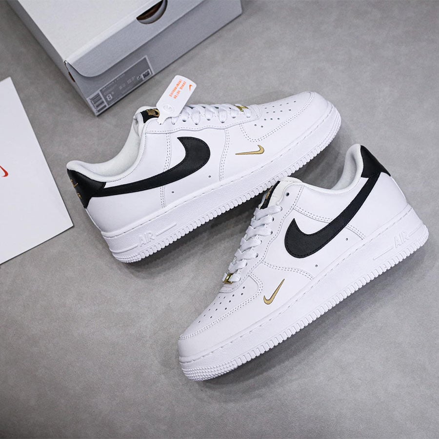 Giày Air Force 1 Essential White Black Gold rep 11 like auth