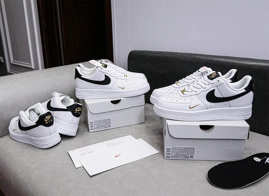 Giày Air Force 1 Essential White Black Gold rep 11 like auth