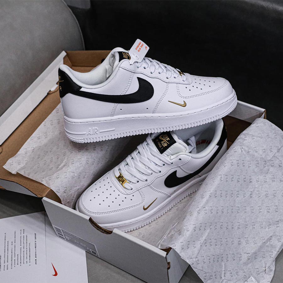 Giày Air Force 1 Essential White Black Gold rep 11 like auth