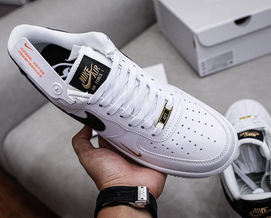 Giày Air Force 1 Essential White Black Gold rep 11 like auth