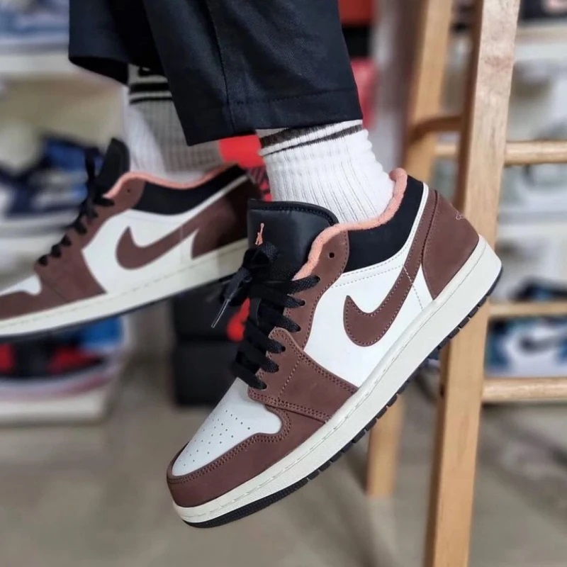 Jordan 1 Low Mocha Brown on feet