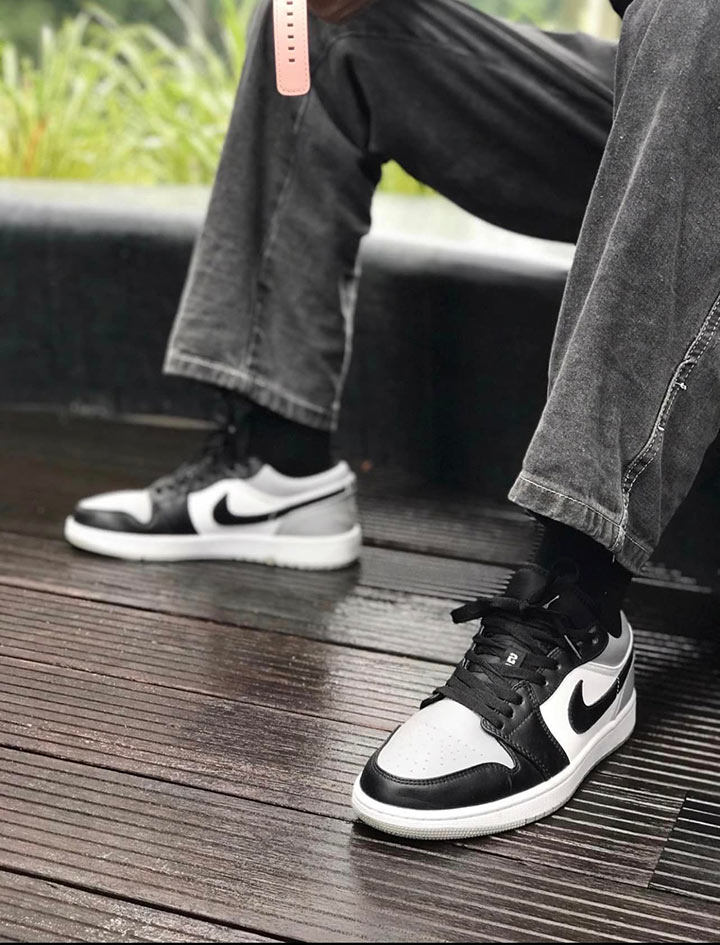 Jordan 1 Low Shadow Grey Toe on feet lên chân