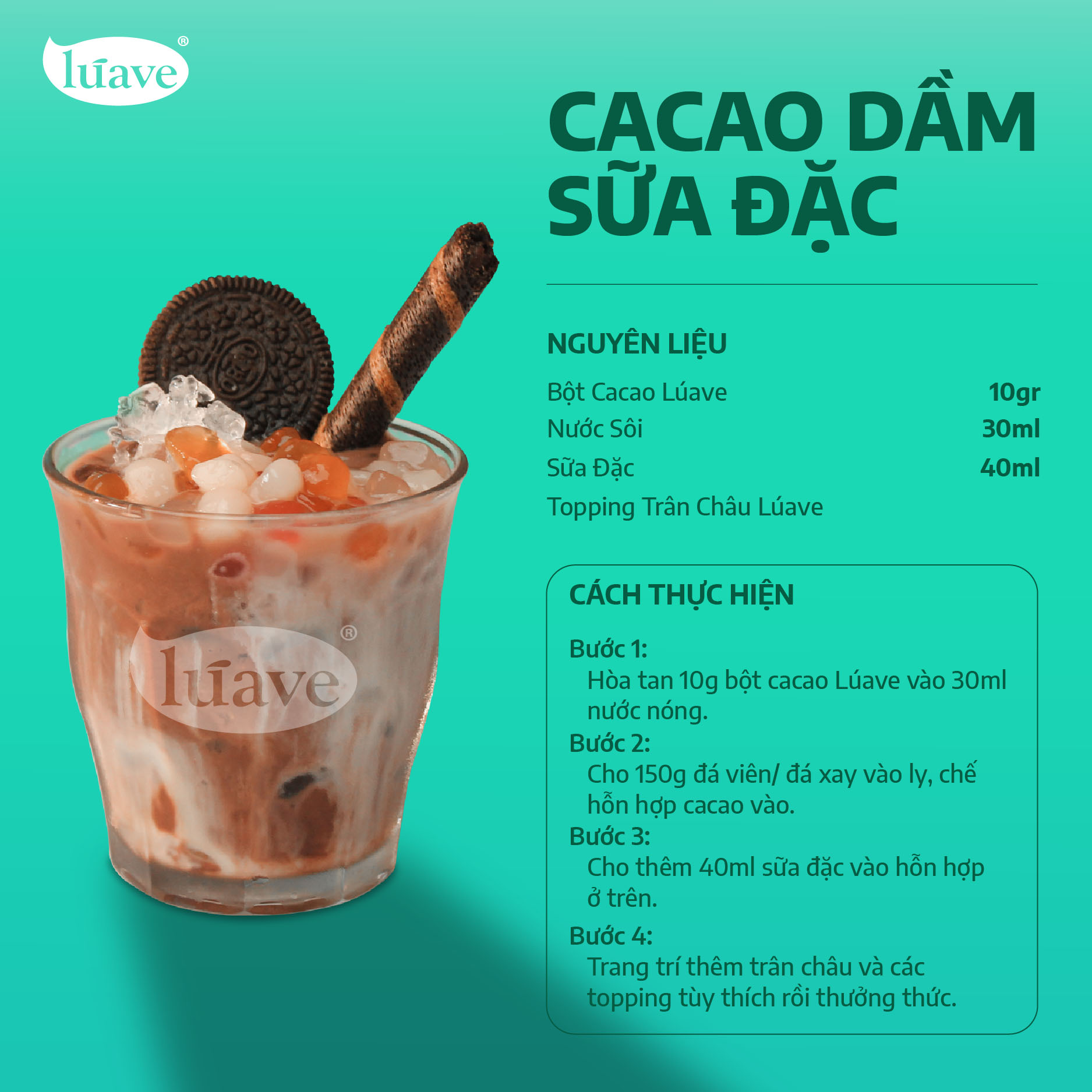 CÔNG THỨC PHA CHẾ CACAO DẦM SỮA ĐẶC