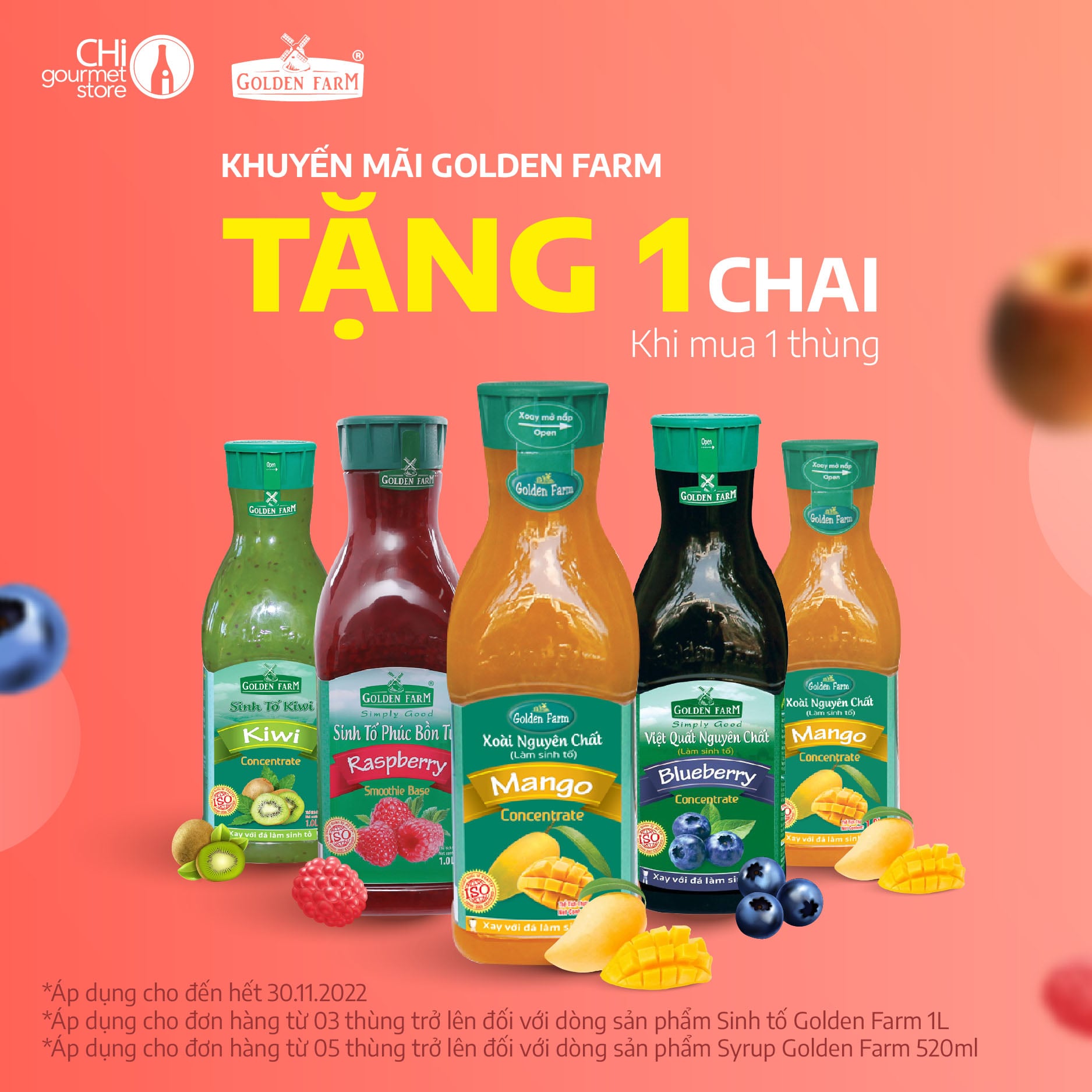 ƯU ĐÃI GOLDEN FARM - MUA 1 THÙNG TẶNG 1 CHAI