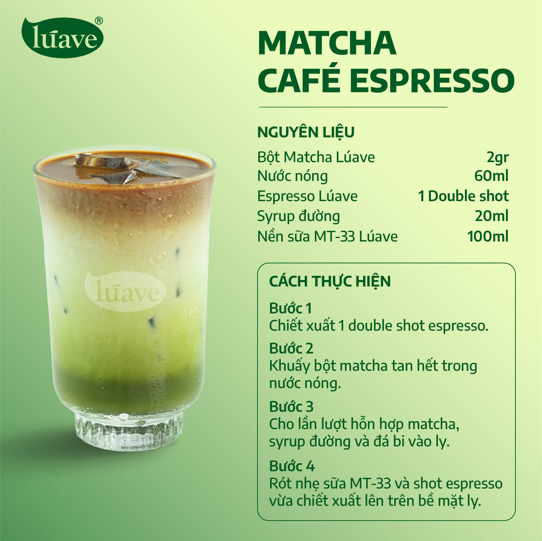 CÔNG THỨC PHA CHẾ MATCHA CAFE ESPRESSO