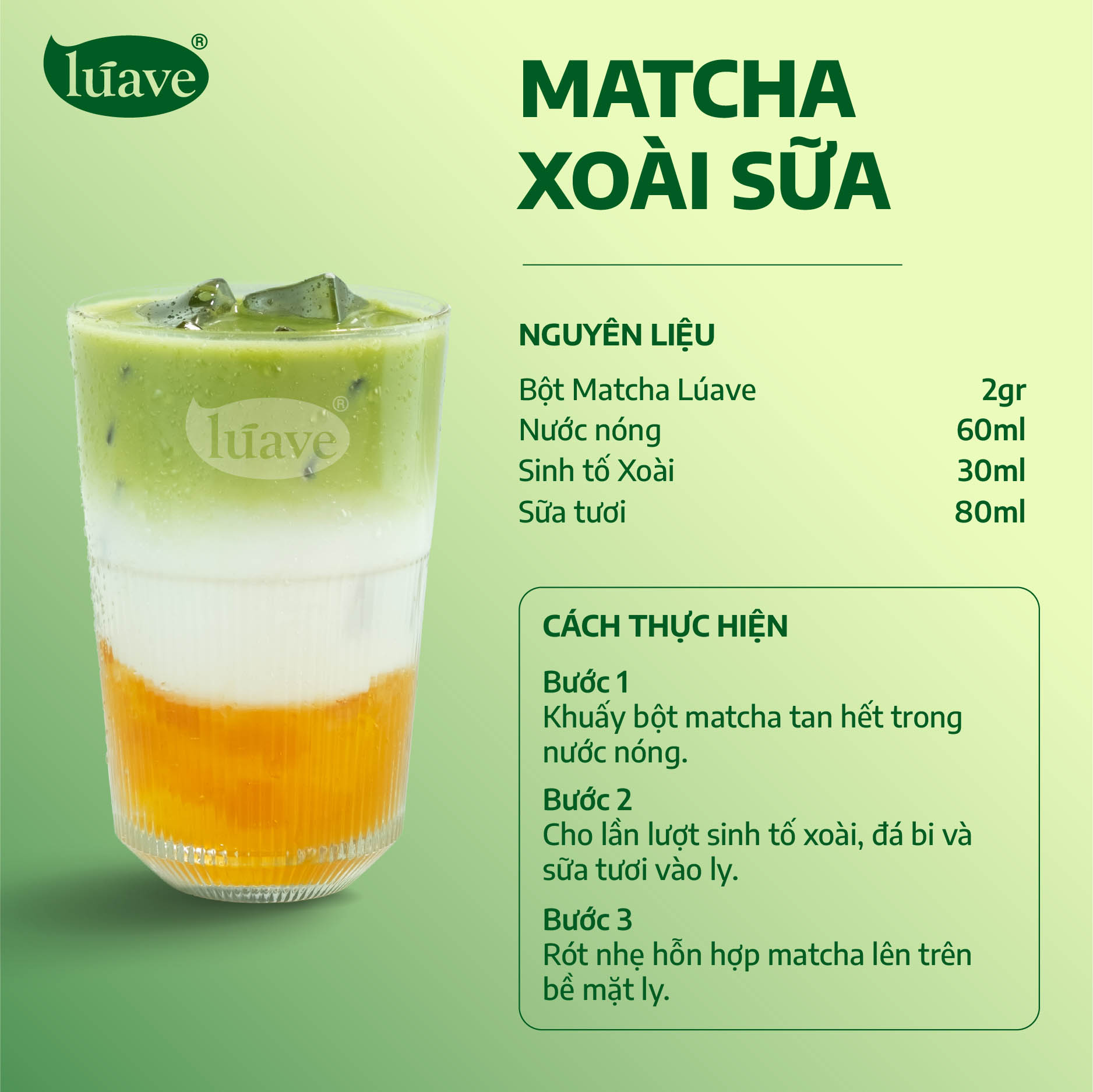 CÔNG THỨC PHA CHẾ MATCHA XOÀI SỮA