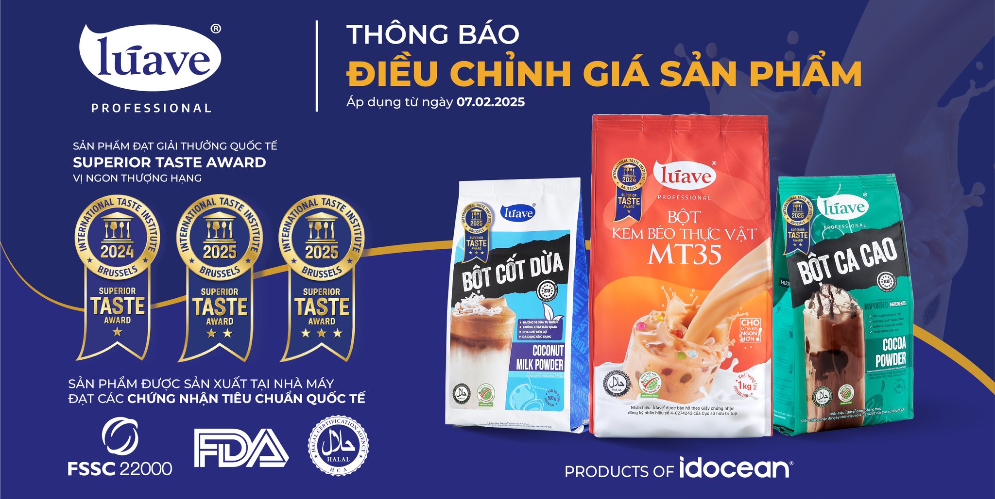 THÔNG BÁO ĐIỀU CHỈNH GIÁ SẢN PHẨM LÚAVE TỪ NGÀY 07/02/2025