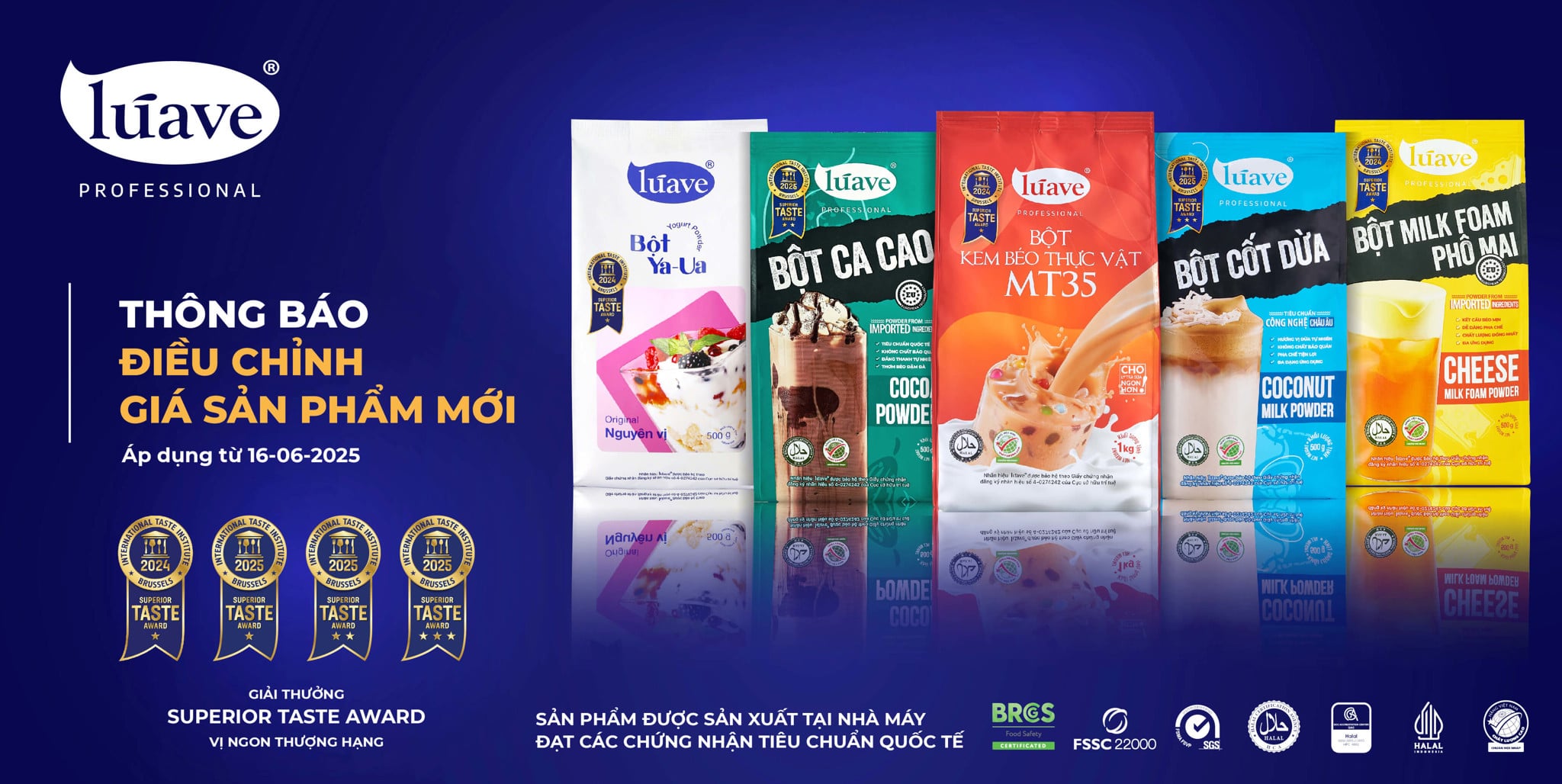 THÔNG BÁO ĐIỀU CHỈNH GIÁ SẢN PHẨM LÚAVE PROFESSIONAL