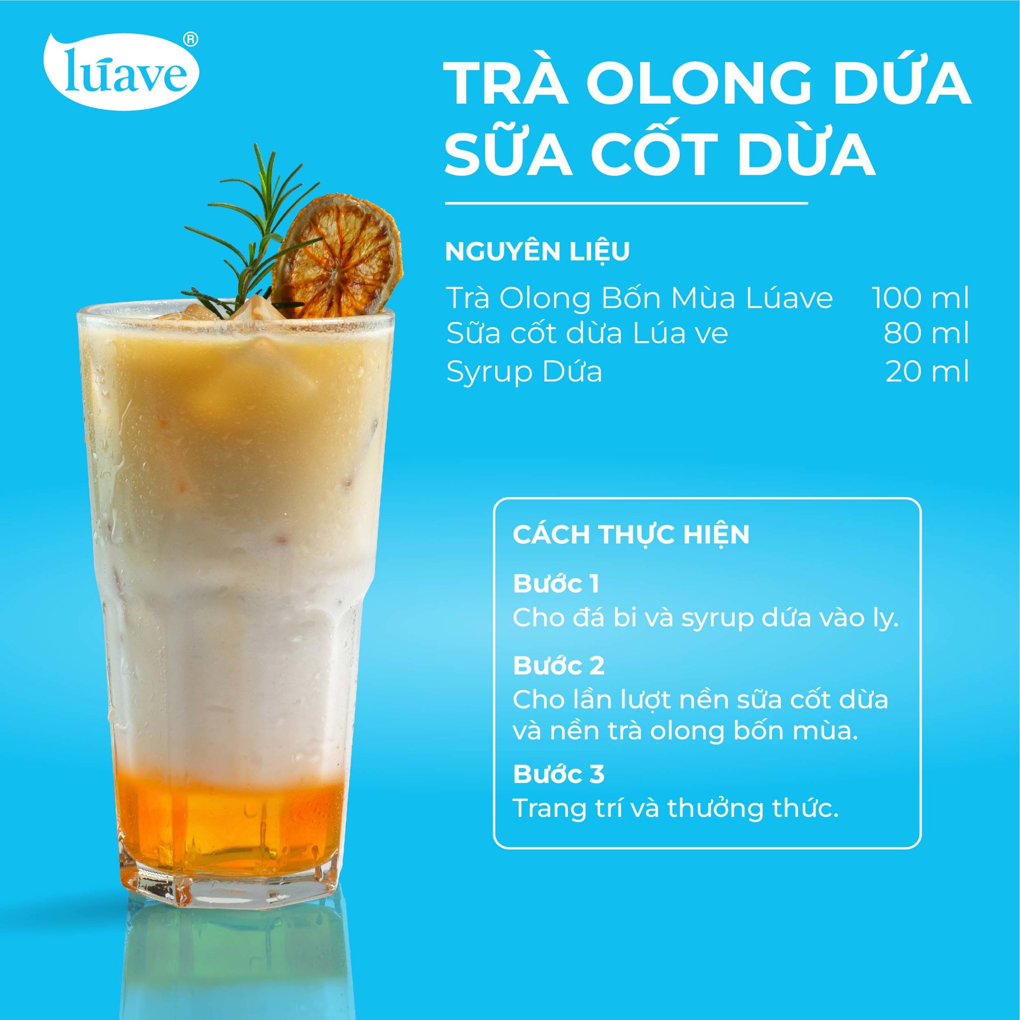 CÔNG THỨC PHA CHẾ TRÀ OLONG DỨA SỮA CỐT DỪA