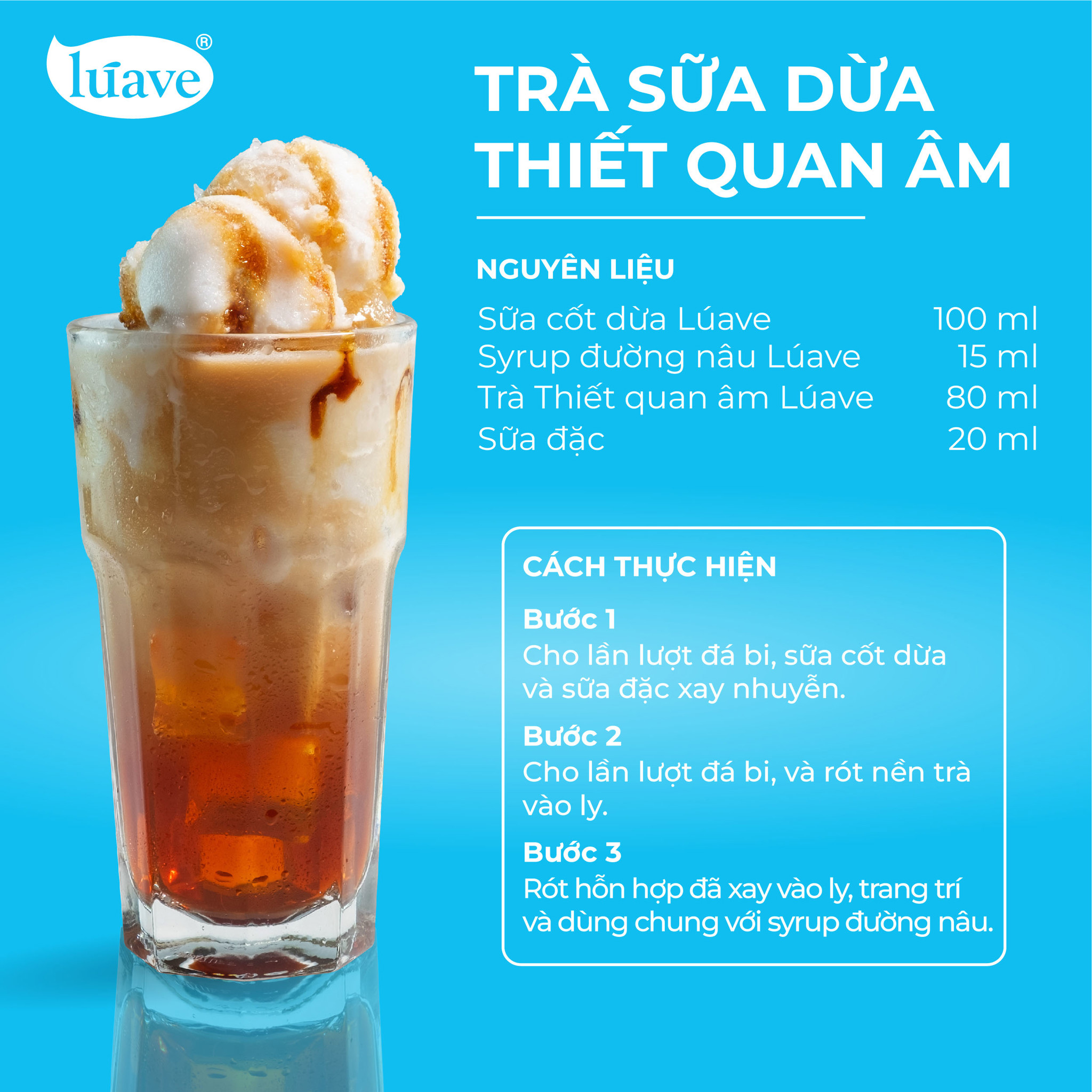 CÔNG THỨC PHA CHẾ TRÀ SỮA DỪA THIẾT QUAN ÂM