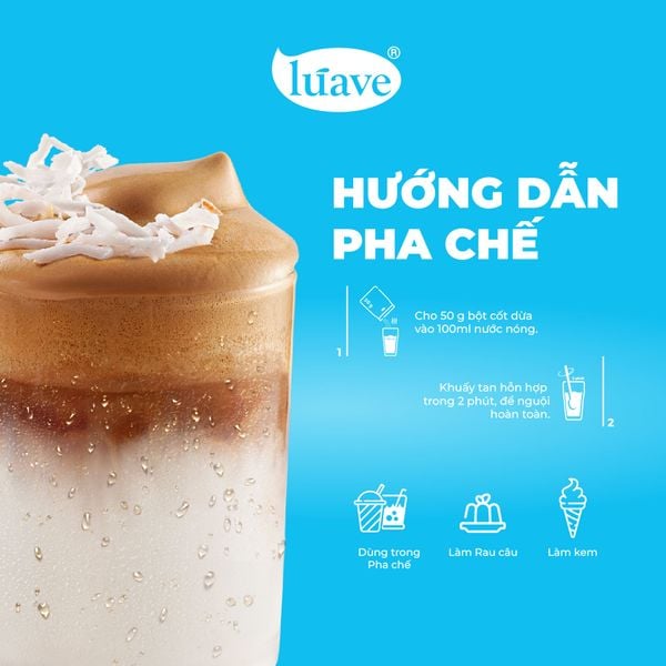 Hướng dẫn pha chế bột cốt dừa Lúave