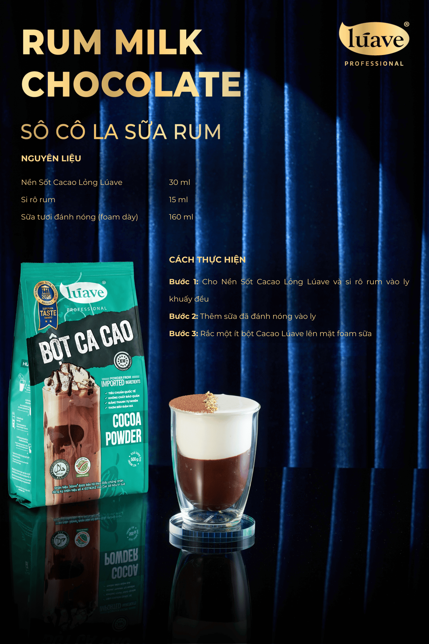 Công thức pha chế sô cô la sữa rum