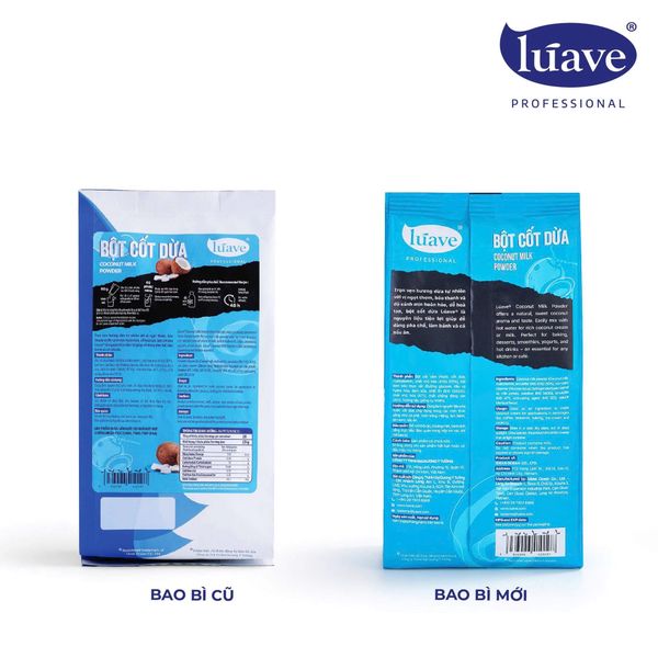 Thông báo thay đổi bao bì bột cốt dừa Lúave Professional