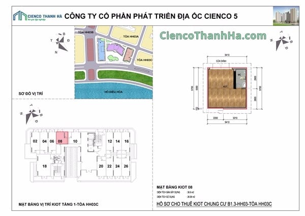 Mặt bằng chi tiết HH03C kiot tầng 1