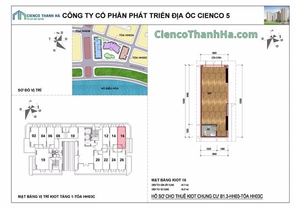 Mặt bằng chi tiết HH03C kiot tầng 1