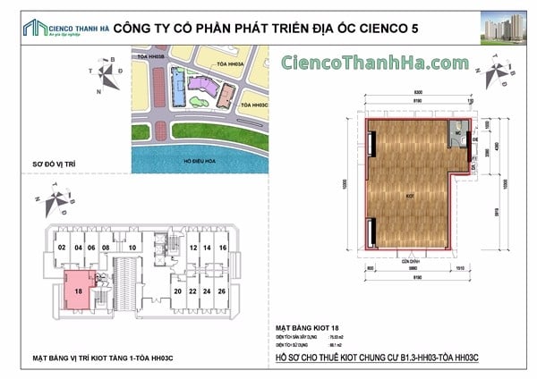 Mặt bằng chi tiết HH03C kiot tầng 1