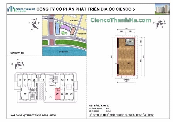 Mặt bằng chi tiết HH03C kiot tầng 1