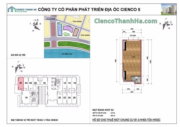 Mặt bằng chi tiết HH03C kiot tầng 1