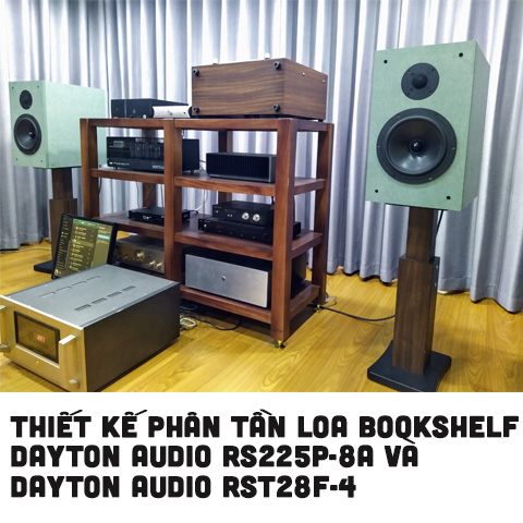 Thiết kế phân tần loa bookshelf 2 way sử dụng Dayton Audio RS225P-8A và Dayton Audio RST28F-4