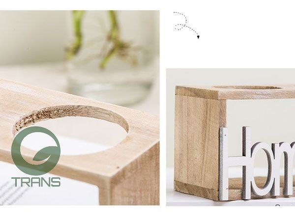 Bộ 5 lọ thủy tinh cắm hoa kèm kệ gỗ HOME