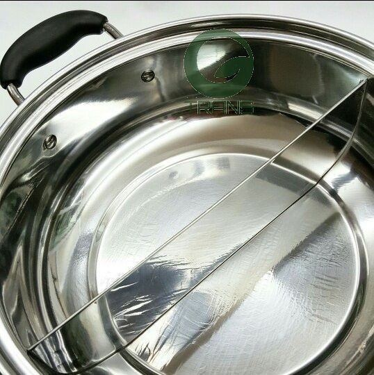Chảo nồi lẩu inox 2 ngăn 32cm cao cấp