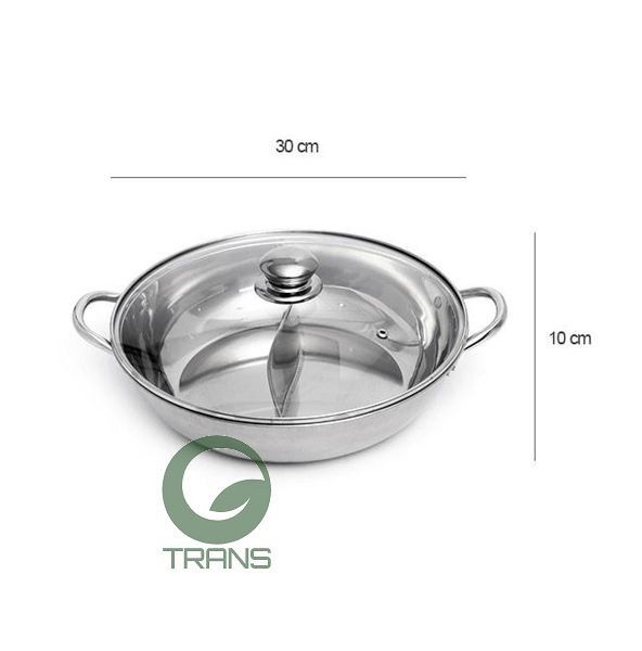 Chảo nồi lẩu inox 2 ngăn 32cm cao cấp