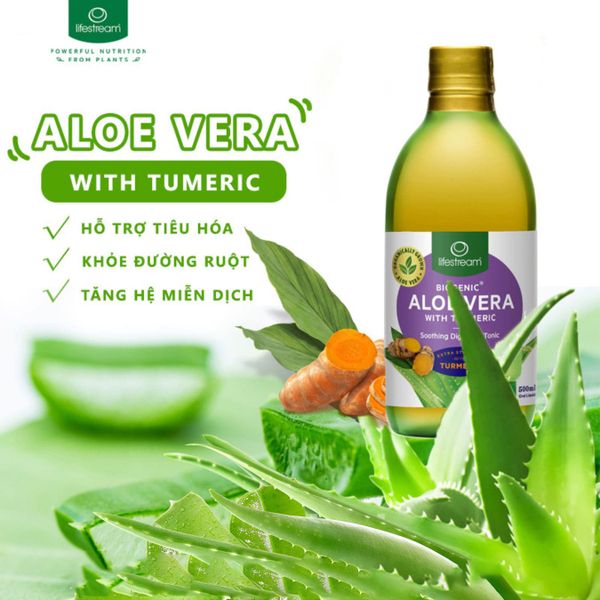 Công dụng nổi bật nước ép tiêu hóa Biogenic Aloe Vera With Turmeric