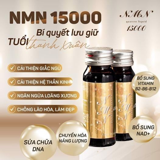 Thức uống Trẻ Hóa Da NMN Quattro Liquid 15000 có hàm lượng NMN cao
