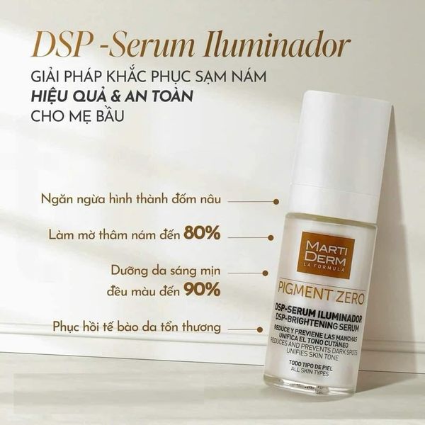 Ưu điểm của làm mờ vết nám Martiderm Pigment Zero  DSP Serum Iluminador