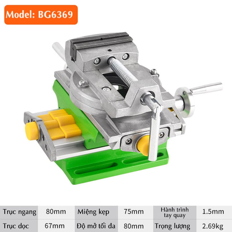 Bàn trượt hai chiều kết hợp ê tô khoan bàn xoay 360 độ BG6369