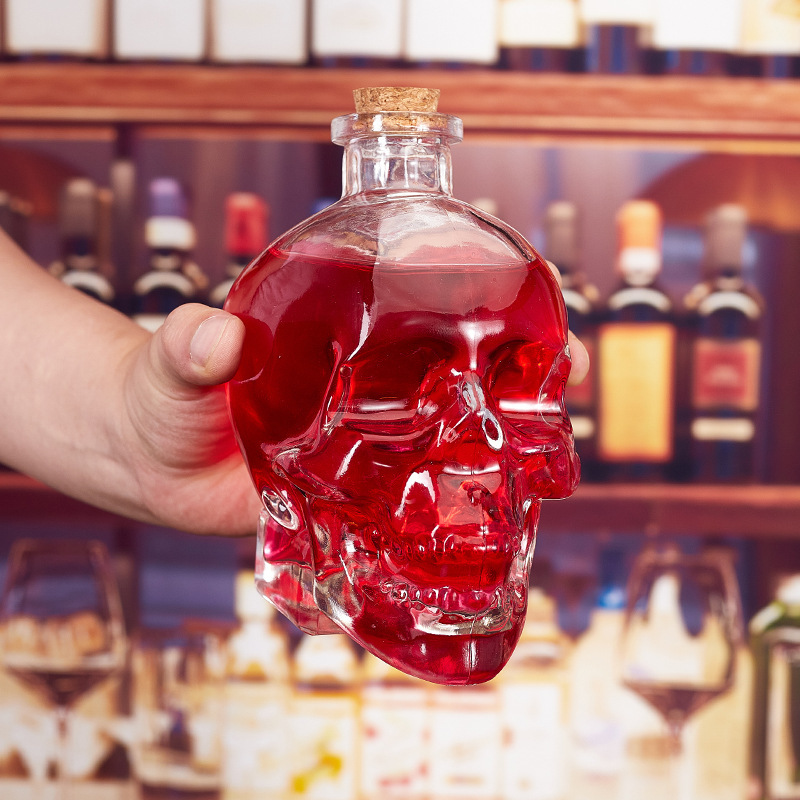 Bình thủy tinh in hình đầu lâu 3D độc đáo 750ml