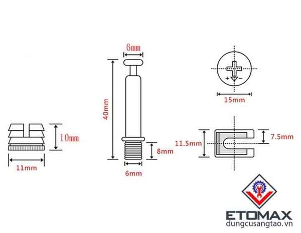 Bộ 50 chốt ốc cam