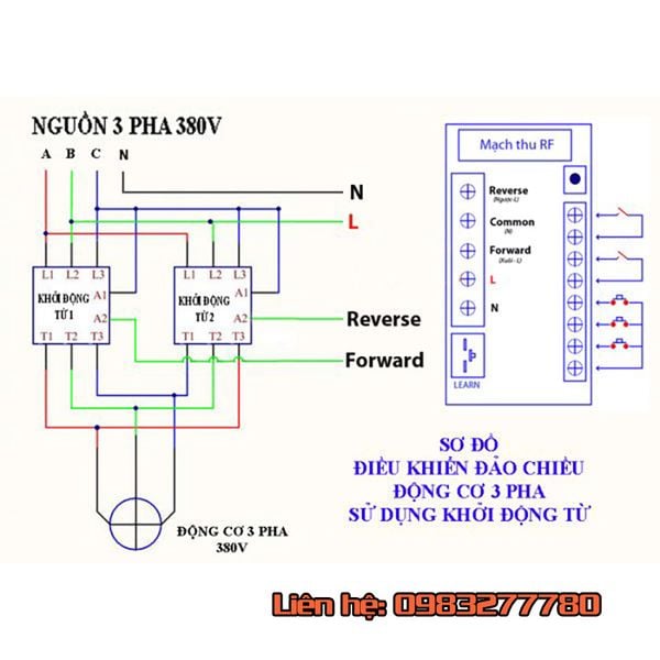 Công tắc điều khiển đảo chiều động cơ 220v có công tắc hành trình