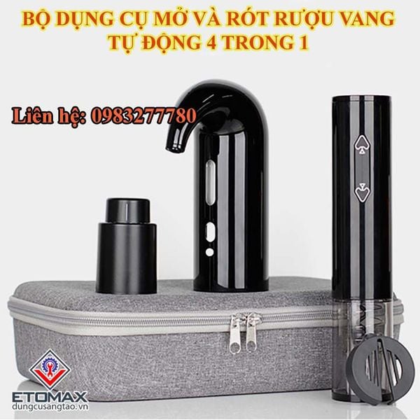 Dụng cụ mở rượu vang và rót rượu vang tự động chuyên nghiệp 4 trong 1