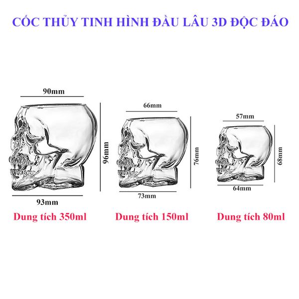 Cốc thủy tinh hình đầu lâu 3D độc đáo