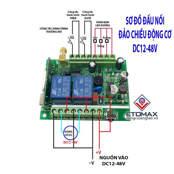 Bộ điều khiển đảo chiều động cơ DC 12v - 48v có công tắc hành trình