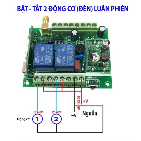 Bộ điều khiển đảo chiều động cơ DC 12v - 48v có công tắc hành trình