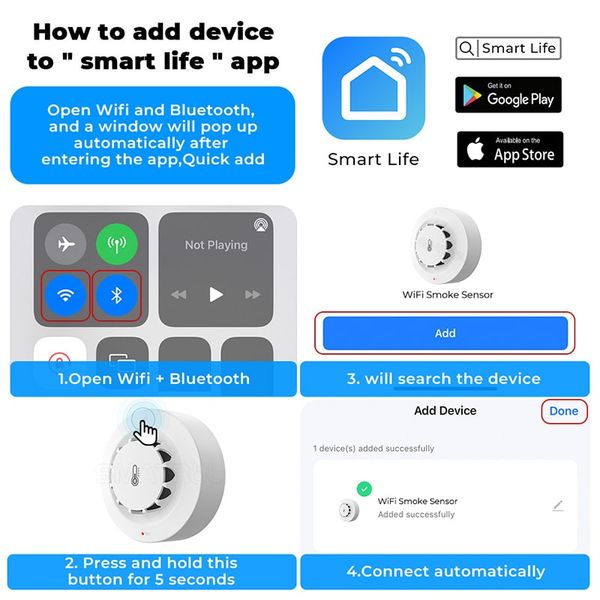 Đầu báo khói, báo cháy độc lập kết nối với điện thoại qua wifi