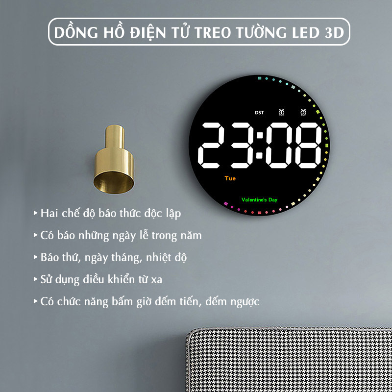 Đồng hồ điện tử treo tường led 3d DS6635