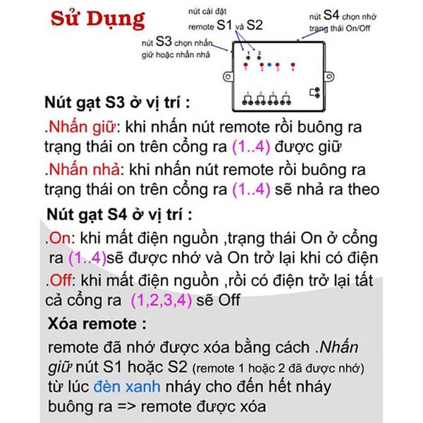 Hướng dẫn sử dụng công tắc điều khiển từ xa RC5G4