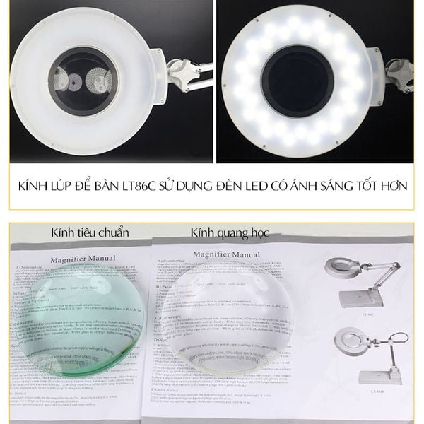 Kính lúp để bàn có đèn led chiếu sáng LT86C 10x