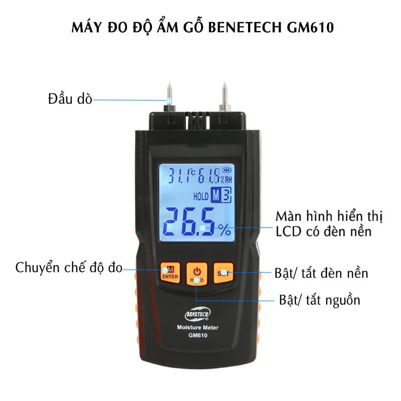 Máy đo độ ẩm gỗ Benetech GM610