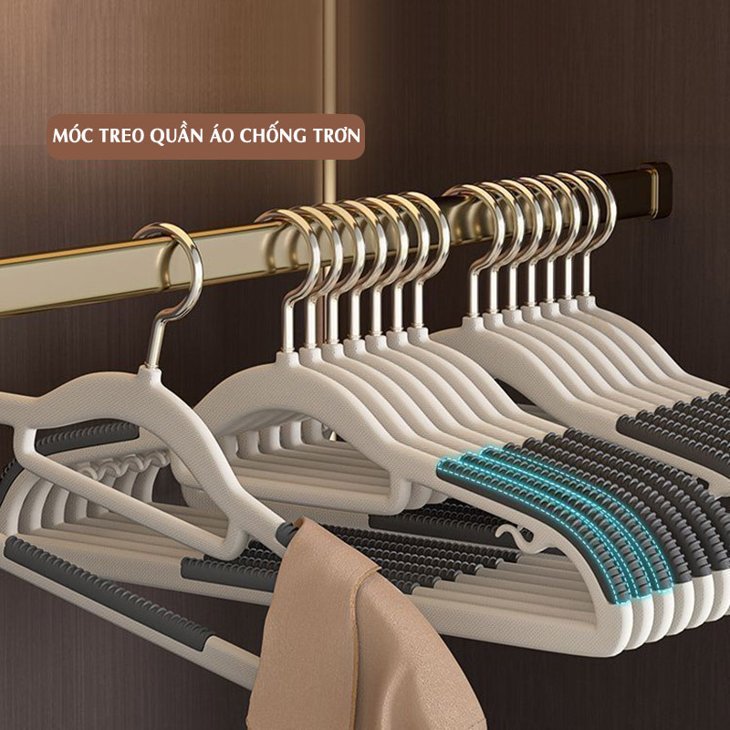 Móc treo quần áo chống trơn trượt 360 độ