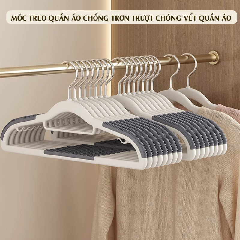 Móc treo quần áo chống trơn trượt 360 độ