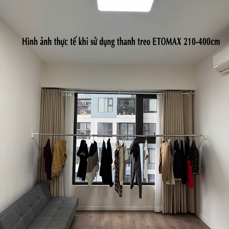 Thanh treo đa năng dài 4m etomax, không cần khoan bắt vít etomax