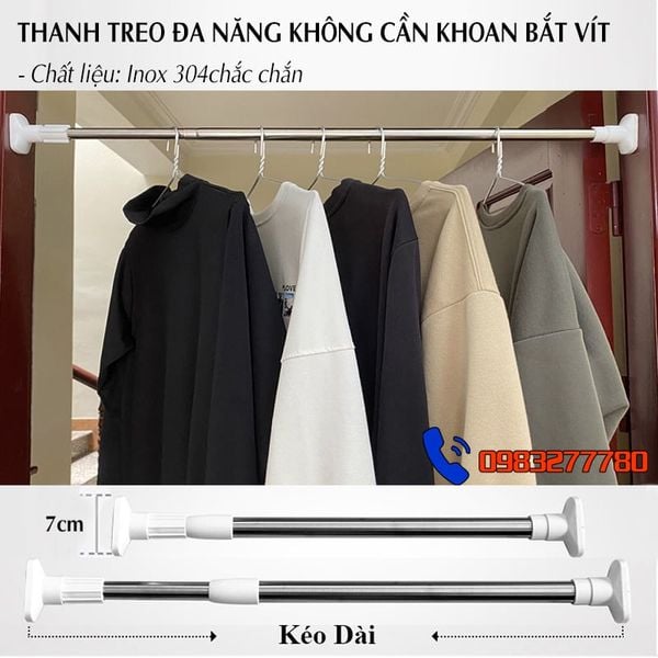 Thanh treo đa năng không cần khoan bắt vít